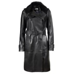 Siyah Marjorie Kadın Deri Trençkot