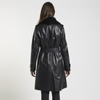 Siyah Marjorie Kadın Deri Trençkot