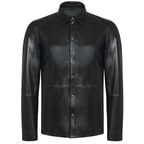 Siyah Mateja Erkek Deri Gömlek