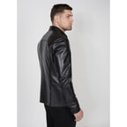 Siyah Mateja Erkek Deri Gömlek