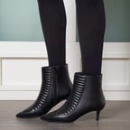 Siyah Mencie Kadın Deri Bootie