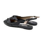 Siyah Nodo Kadın Deri Babet