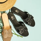 Siyah Sofia Kadın Deri Terlik