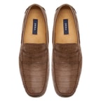 Stella Kahve Erkek Kroko Baskılı Deri Loafer