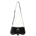 Stengel Siyah Kadın Kroko Baskılı Deri Omuz Çantası