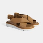 Taba Kadın Lastik Bantlı Deri Sandalet