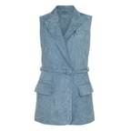 Teofila Mavi Kadın Süet Blazer Deri Yelek