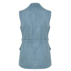 Teofila Mavi Kadın Süet Blazer Deri Yelek