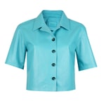 Teresina Turkuaz Kadın Deri Gömlek