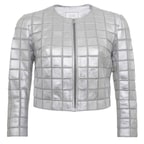 Terra Gümüş Kadın Panelli Deri Ceket