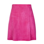 Tiberia Pembe Kadın Süet Deri Mini Etek
