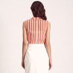 Turuncu Çizgili Kadın Bluz