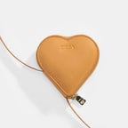 Turuncu Kalp Figürlü Mini Askılı Deri Cüzdan