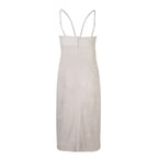 Verona Bej Kadın Nakışlı Süet Deri Elbise