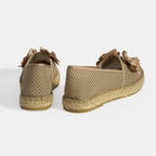 Vizon Kadın Çiçek Aksesuarlı File Detaylı Espadril