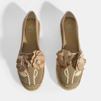 Vizon Kadın Çiçek Aksesuarlı File Detaylı Espadril