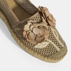 Vizon Kadın Çiçek Aksesuarlı File Detaylı Espadril