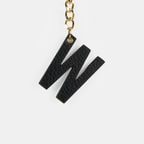 W Harfi Siyah Hakiki Deri Charm Anahtarlık