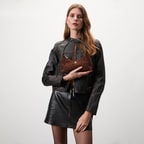 xxx Brielle Leopar Baskılı Süet Kadın Omuz Çantası