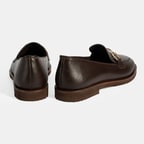 XXX Kadın Kahve Metal Toka Aksesuarlı Deri Loafer