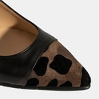 XXX Luca Grossi Kadın Siyah Leopar Detaylı Topuklu Deri Ayakkabı