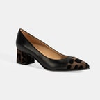 XXX Luca Grossi Kadın Siyah Leopar Detaylı Topuklu Deri Ayakkabı