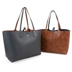 XXXEmely Gri Kadın Çift Taraflı Deri Omuz Çantası