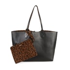 XXXEmely Leopar Kadın Çift Taraflı Deri Omuz Çantası