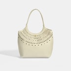 xxxKadın Beyaz Perforeli Deri Omuz Çantası