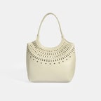 xxxKadın Beyaz Perforeli Deri Omuz Çantası