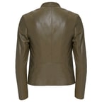 Yeşil Bellini Kadın Deri Kısa Mont