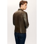 Yeşil Brando Erkek Deri Mont