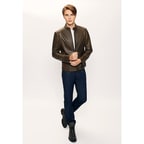 Yeşil Brando Erkek Deri Mont