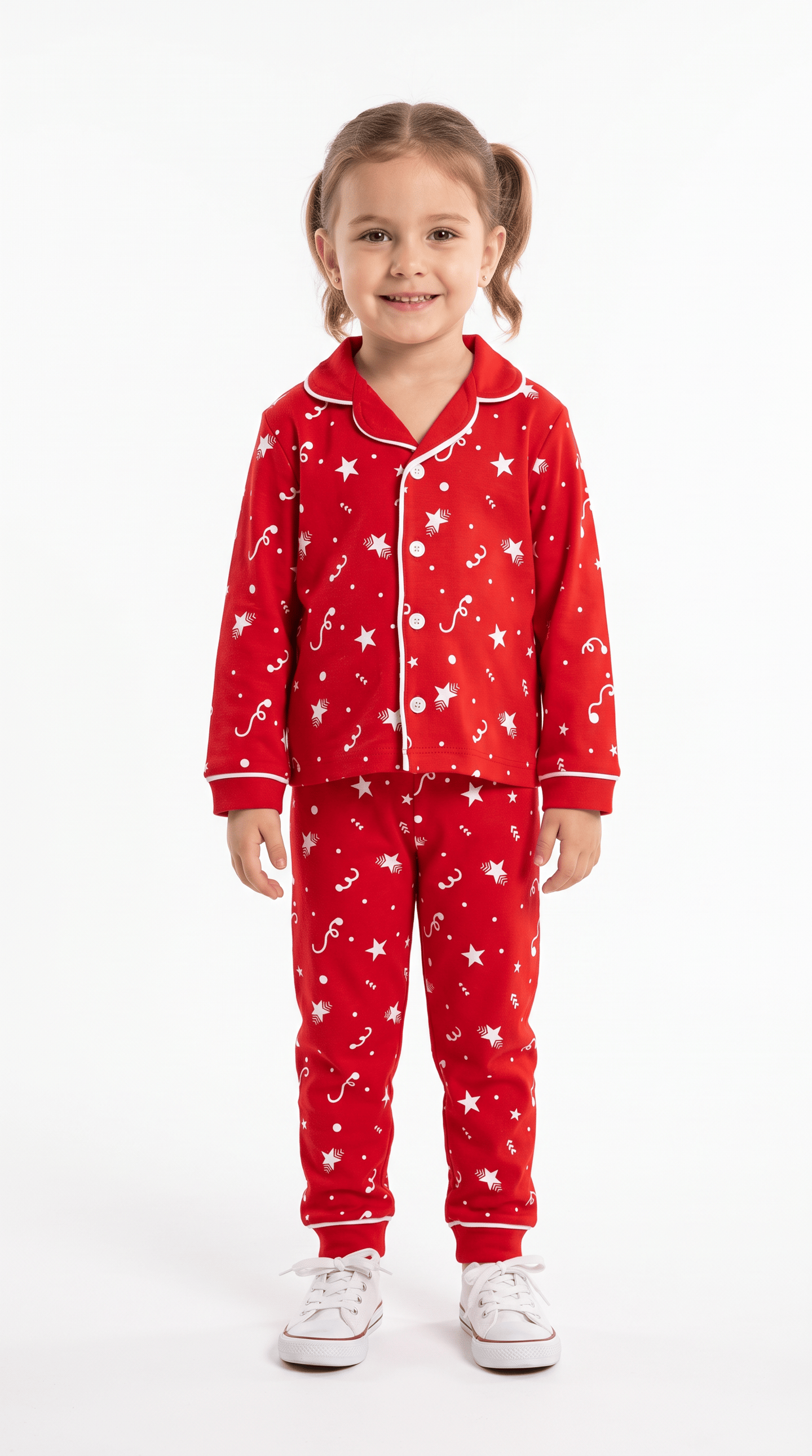 Yıldız Baskılı Kız Çocuk Pijama Takımı