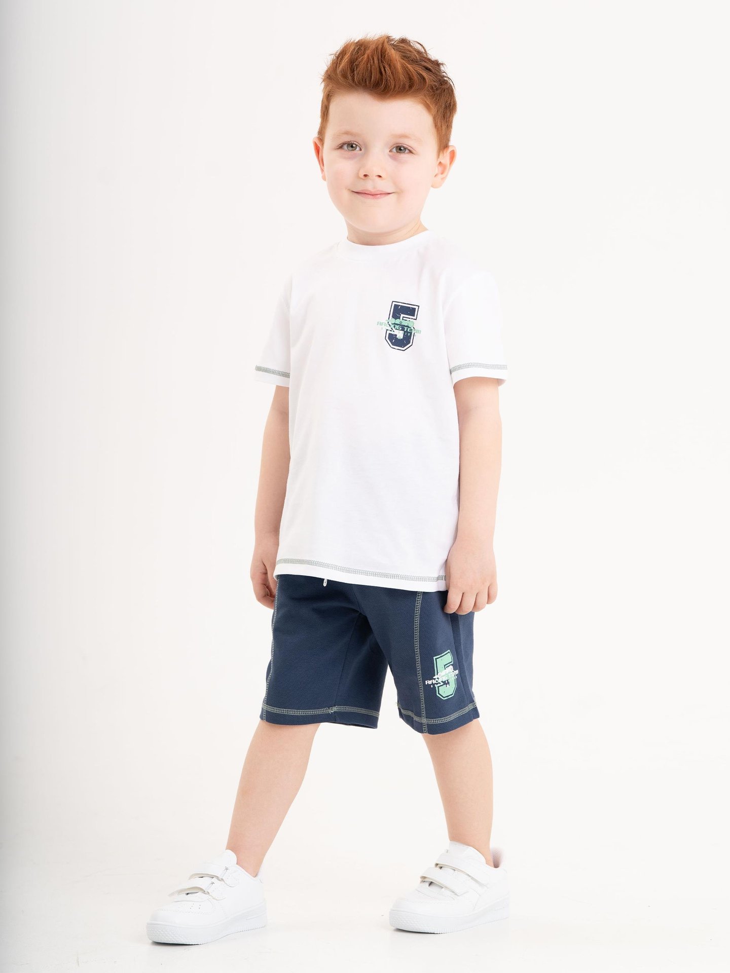 5 Racing Team Star Driver Baskılı T-shirt - Şort Erkek Çocuk Alt - Üst Takımı