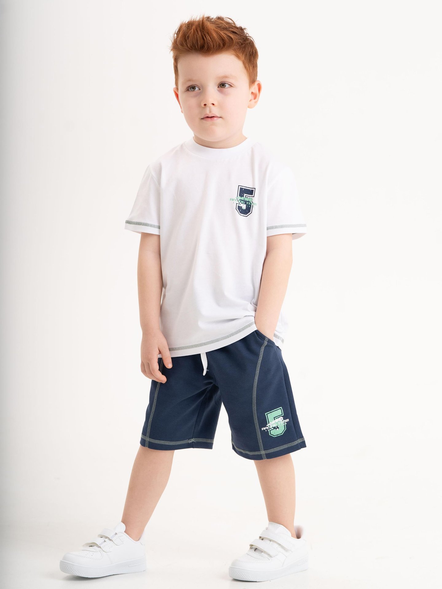 5 Racing Team Star Driver Baskılı T-shirt - Şort Erkek Çocuk Alt - Üst Takımı