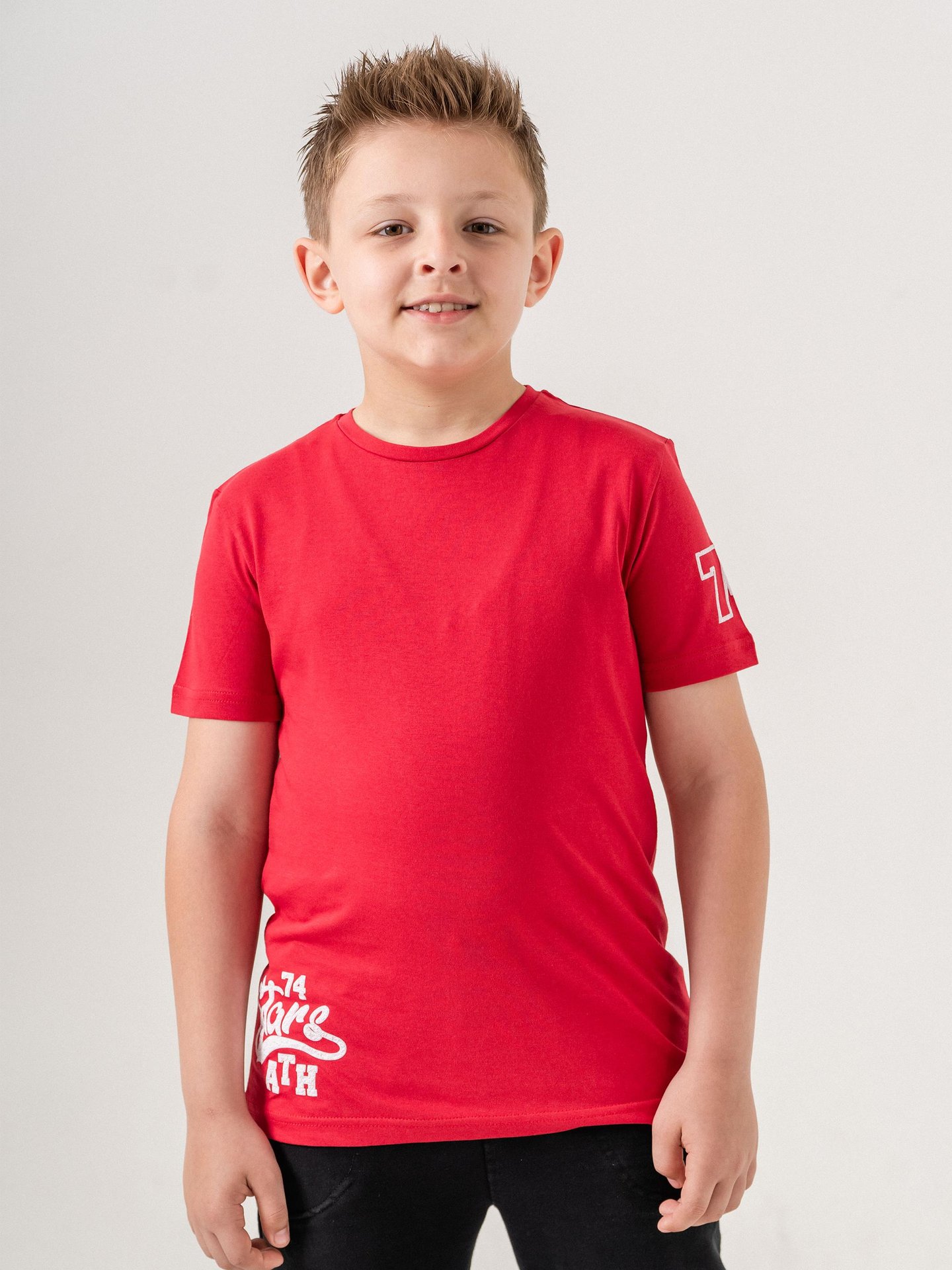 74 STARS ATH Baskılı Kol Baskı Detaylı Erkek Çocuk Basic Tişört