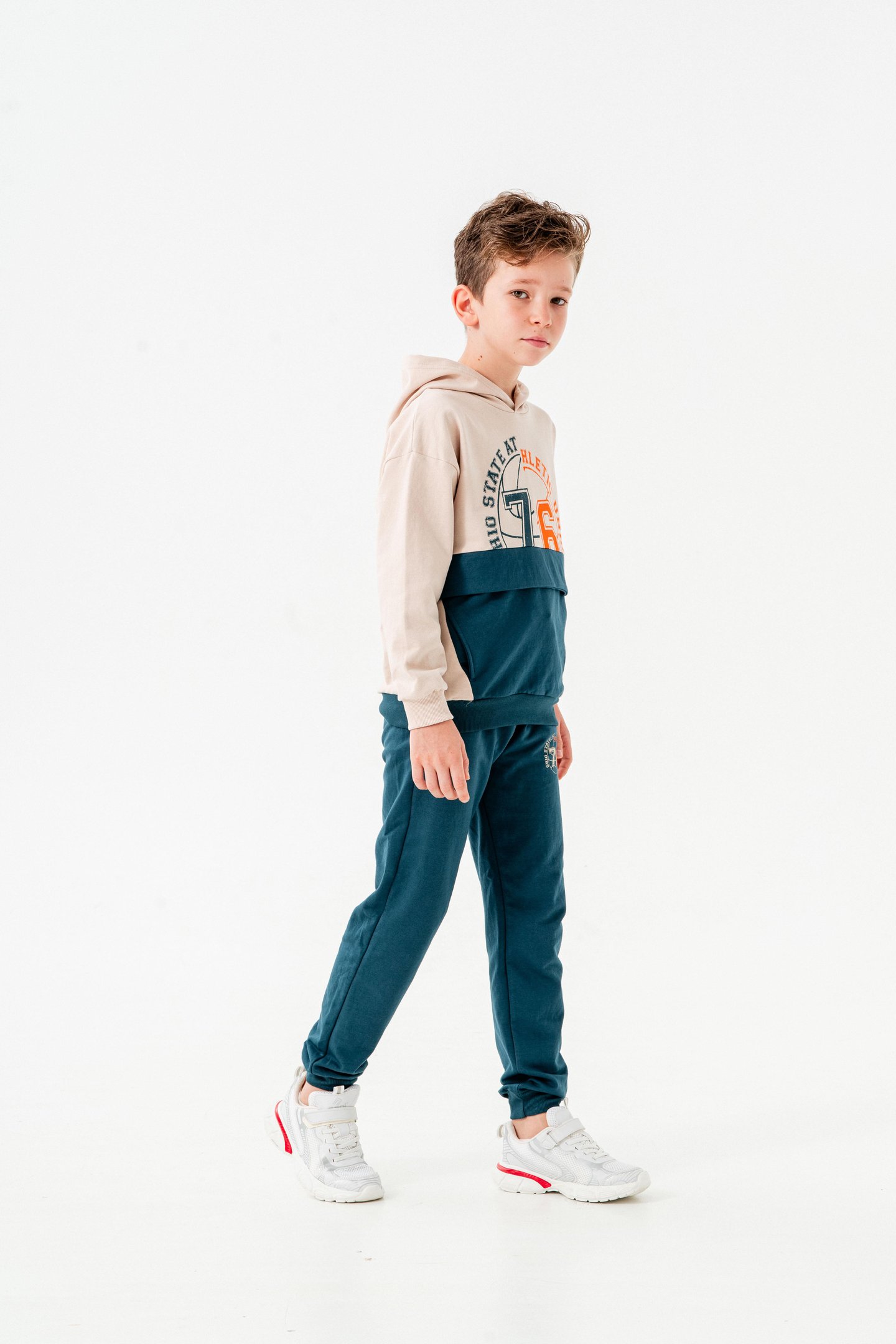 76 State Athletic Union  Baskılı Bacak Baskı Detaylı Erkek Çocuk Alt-Üst Eşofman Takımı