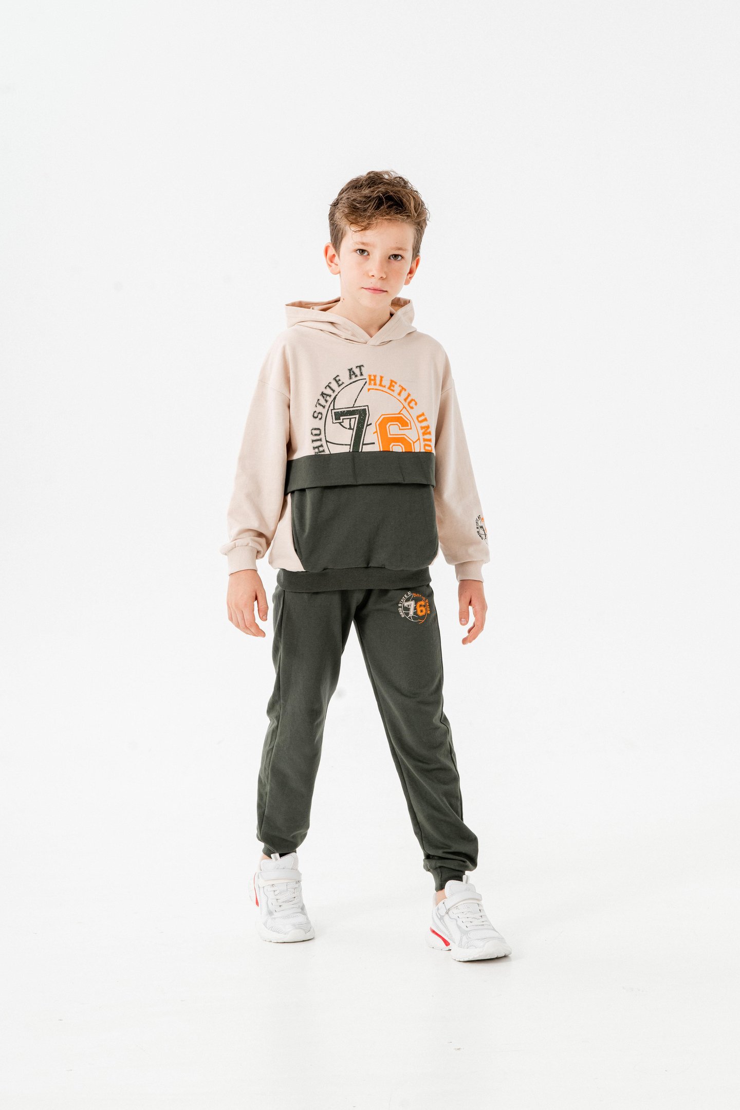 76 State Athletic Union  Baskılı Bacak Baskı Detaylı Erkek Çocuk Alt-Üst Eşofman Takımı