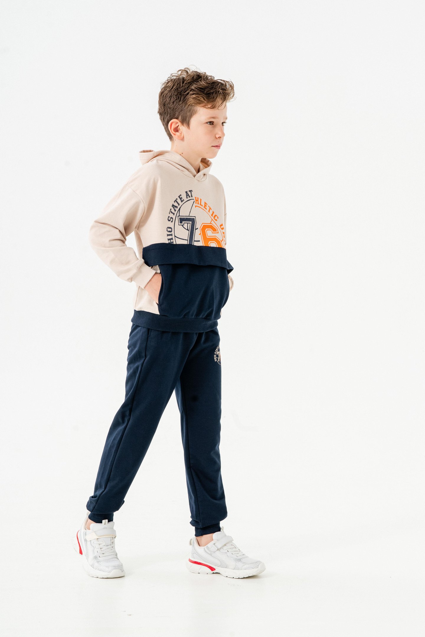 76 State Athletic Union  Baskılı Bacak Baskı Detaylı Erkek Çocuk Alt-Üst Eşofman Takımı