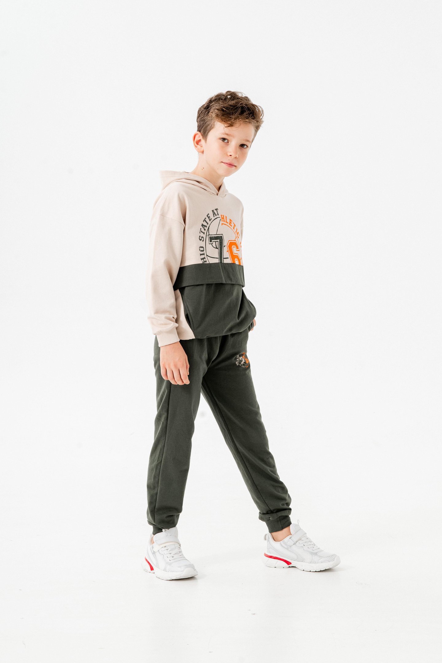 76 State Athletic Union  Baskılı Bacak Baskı Detaylı Erkek Çocuk Alt-Üst Eşofman Takımı