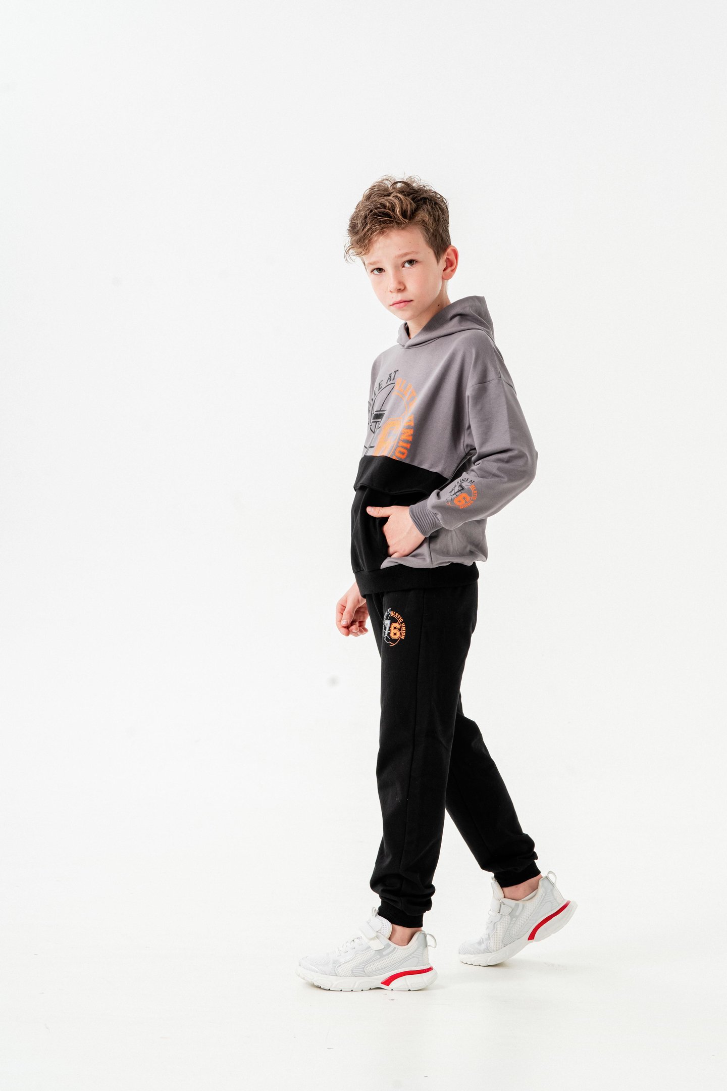 76 State Athletic Union  Baskılı Bacak Baskı Detaylı Erkek Çocuk Alt-Üst Eşofman Takımı