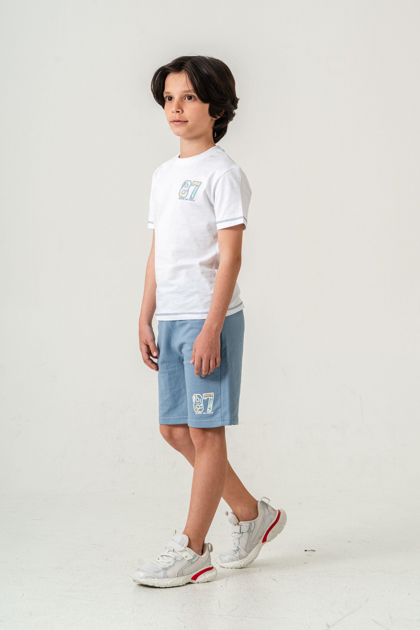 87 Reaper The World Baskılı  Erkek Çocuk Şort - Tişört Takımı