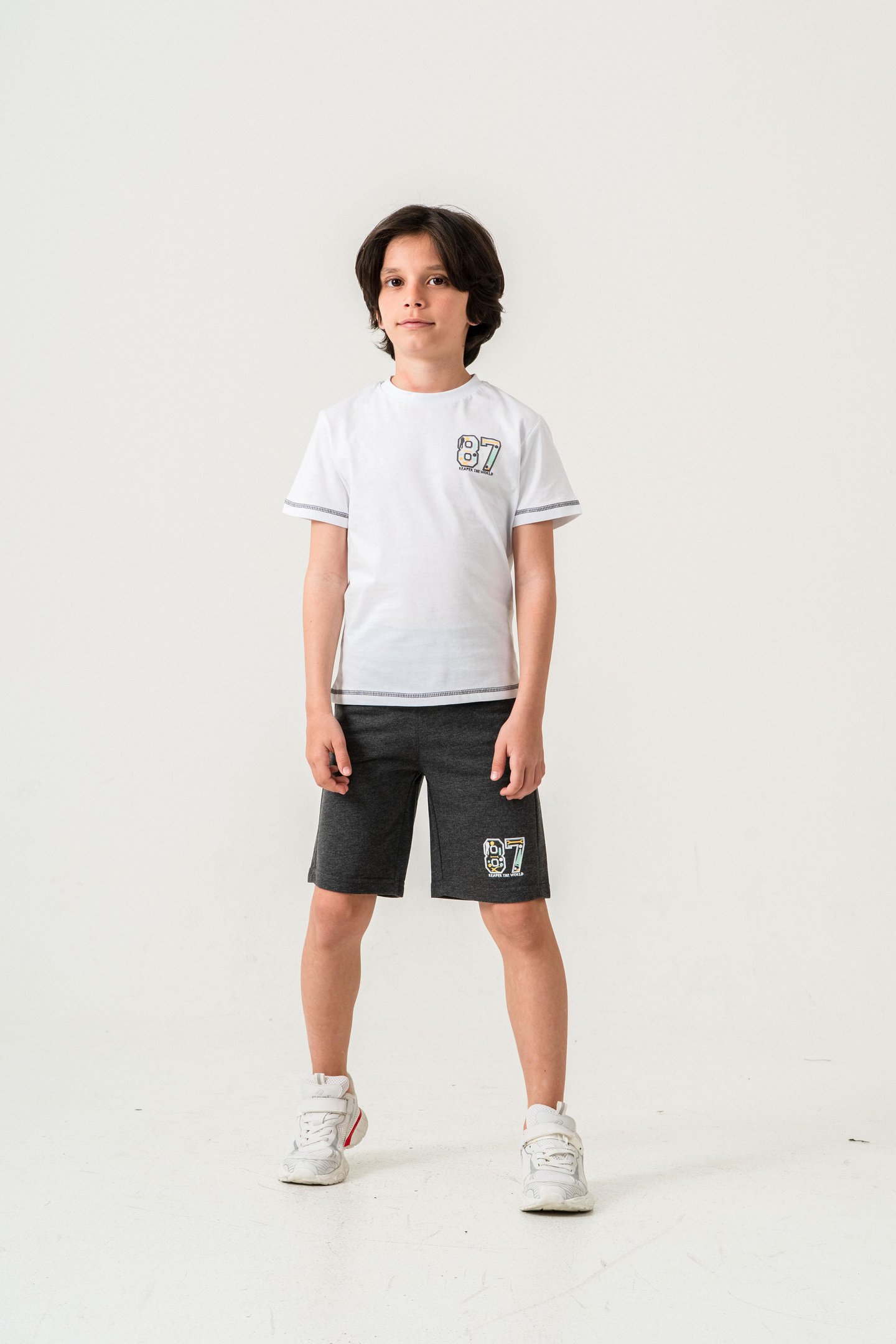 87 Reaper The World Baskılı  Erkek Çocuk Şort - Tişört Takımı