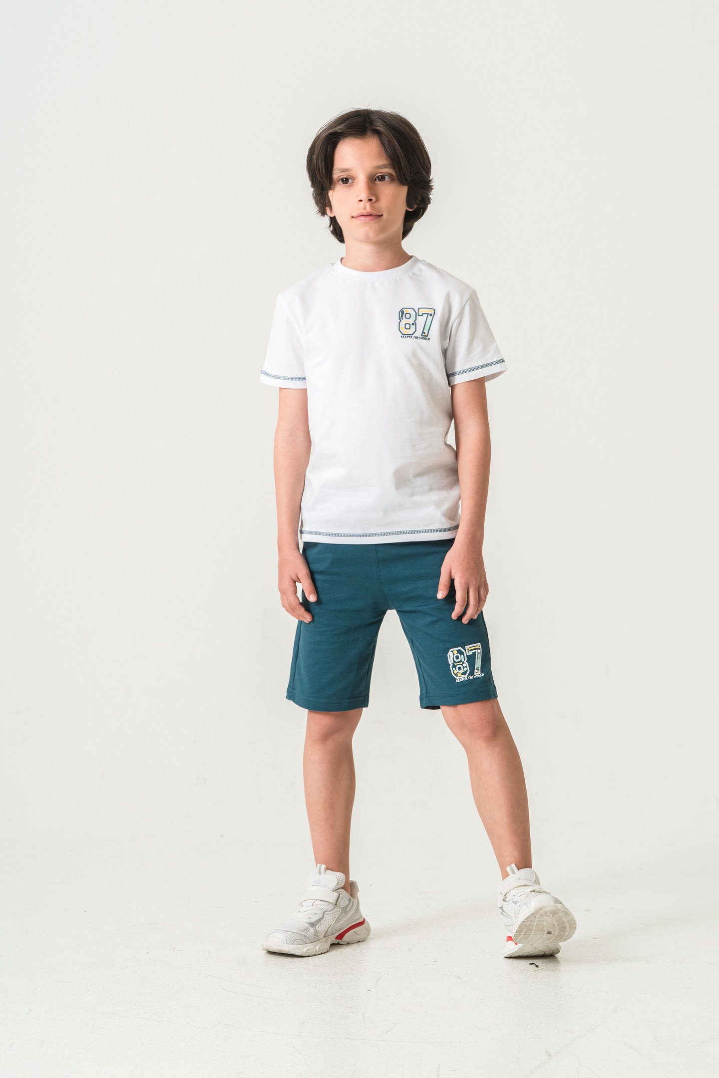 87 Reaper The World Baskılı  Erkek Çocuk Şort - Tişört Takımı