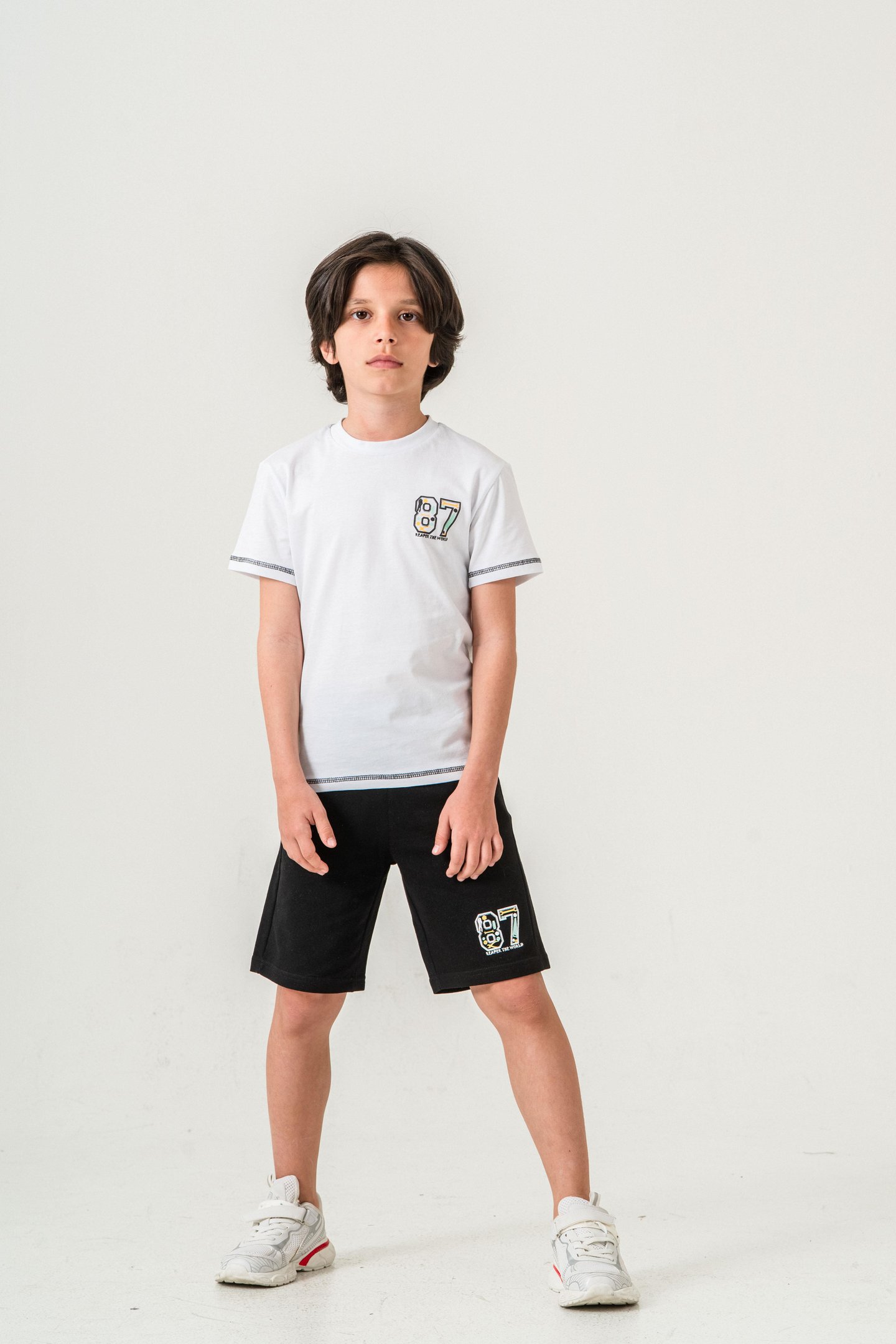 87 Reaper The World Baskılı  Erkek Çocuk Şort - Tişört Takımı