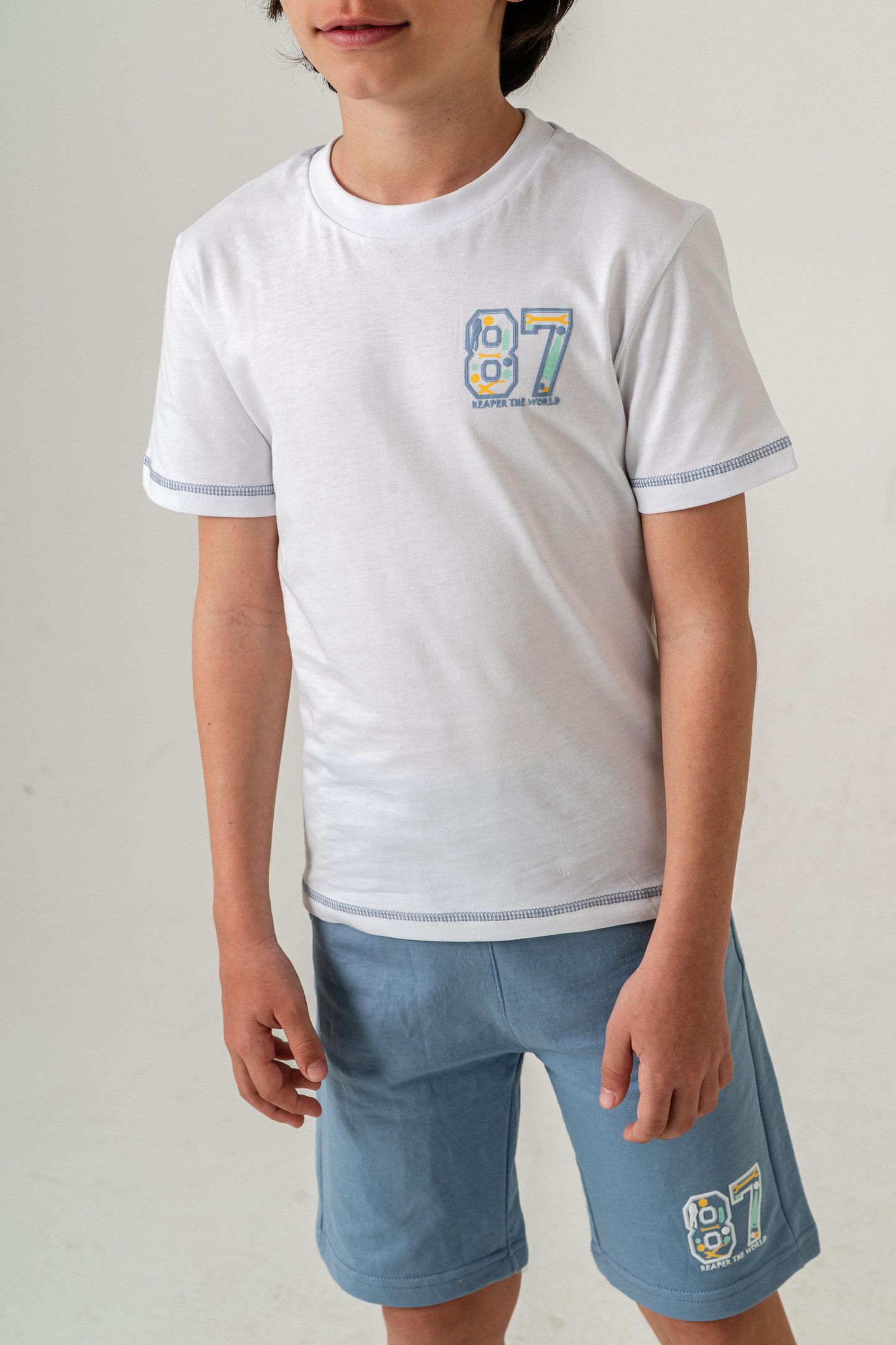 87 Reaper The World Baskılı  Erkek Çocuk Şort - Tişört Takımı