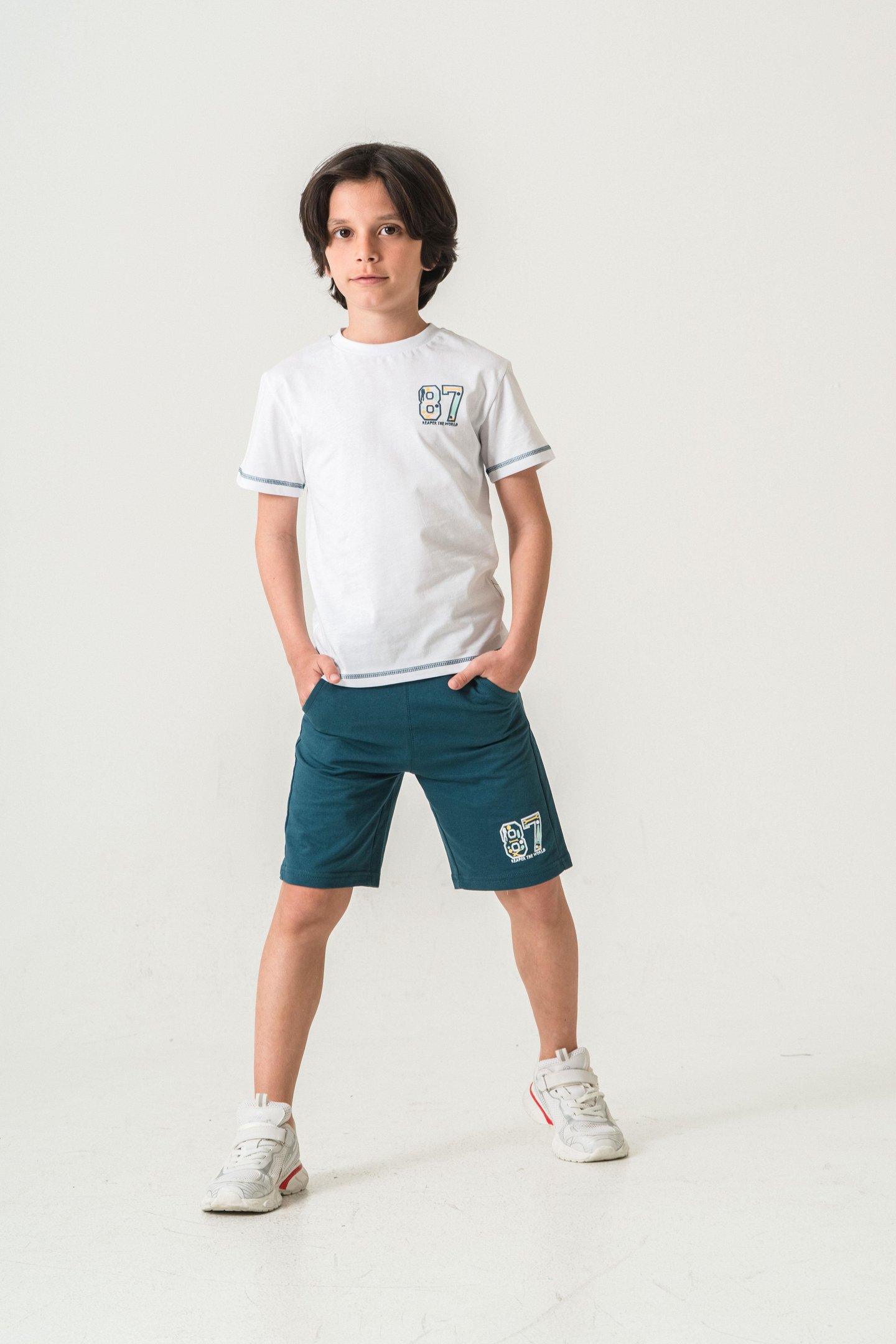 87 Reaper The World Baskılı  Erkek Çocuk Şort - Tişört Takımı