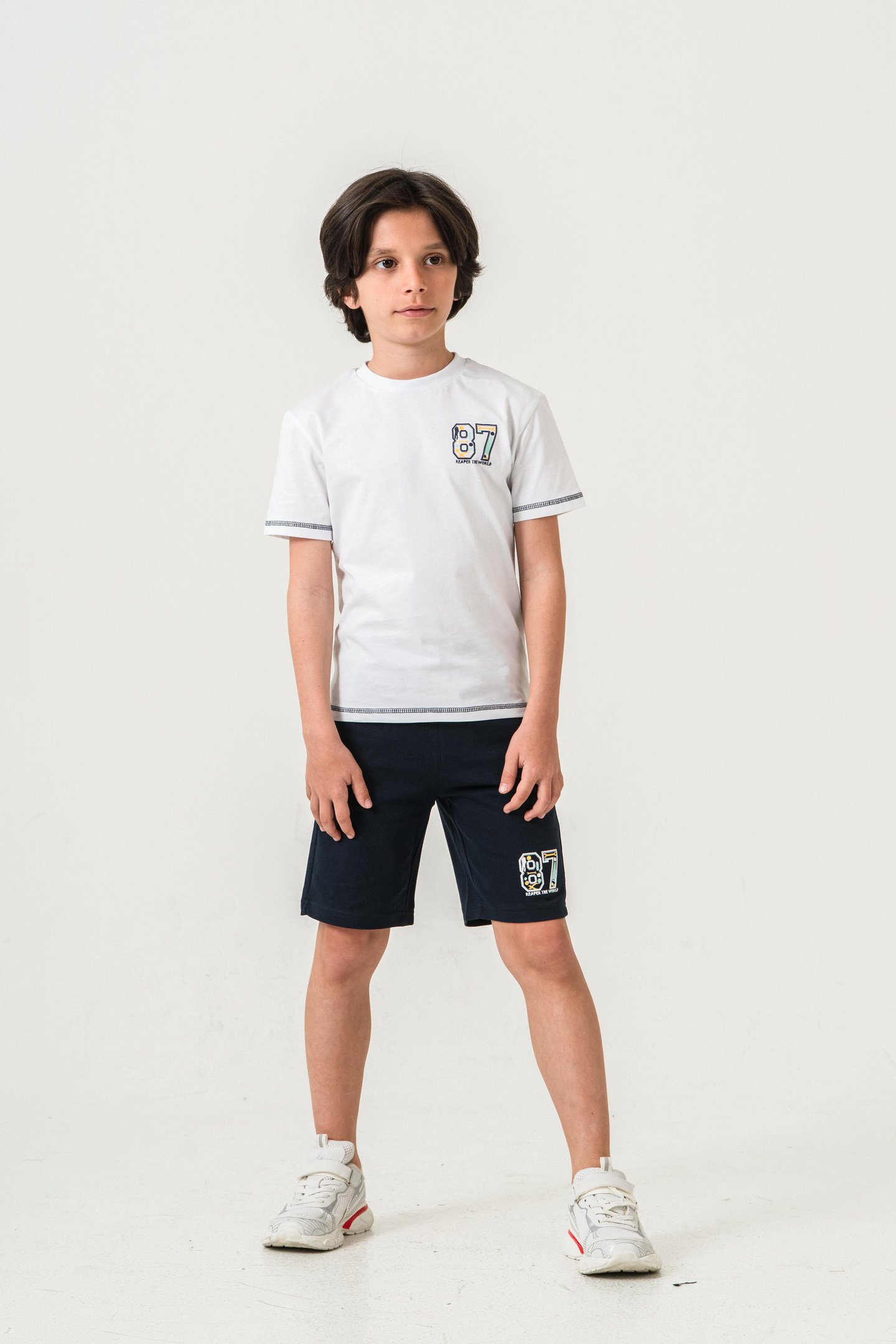 87 Reaper The World Baskılı  Erkek Çocuk Şort - Tişört Takımı