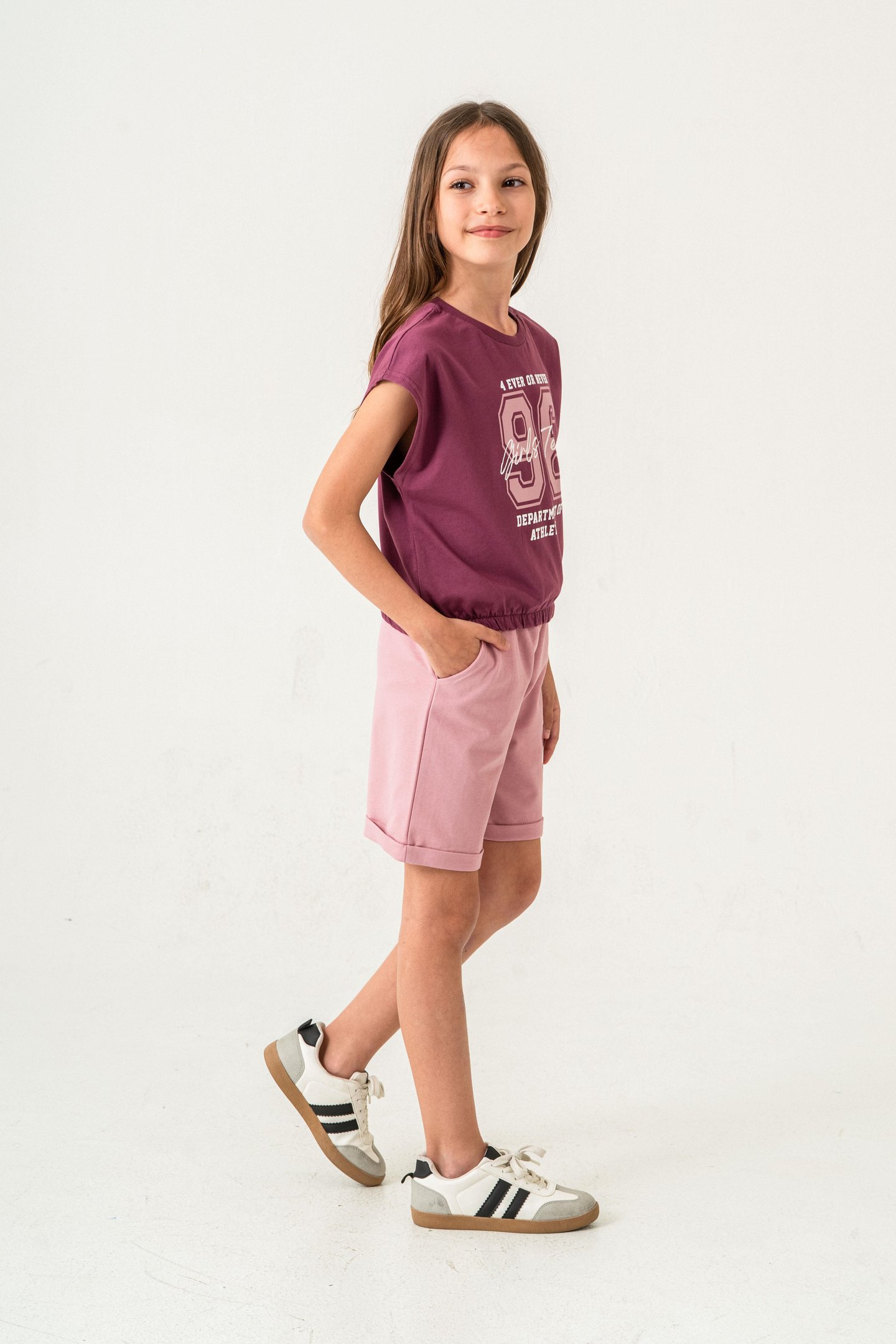 96 Girls Team Department Of Athletics Baskılı  Kız Çocuk Şort - Tişört Takımı